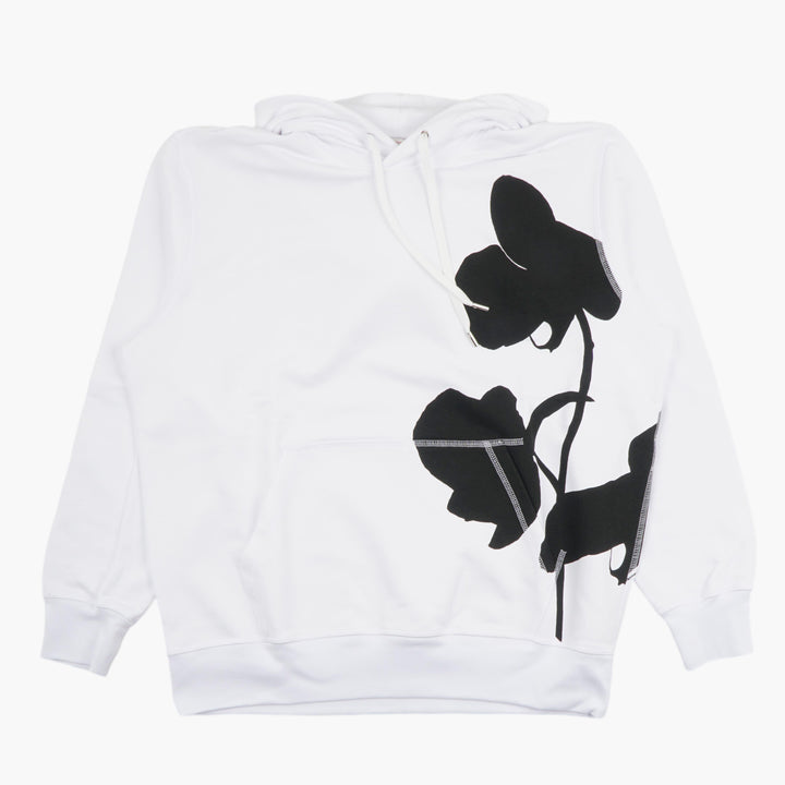 ALEXANDER MCQUEEN Floral Design White Hoodie - Made in Italy