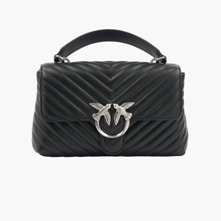 PINKO Black Quilted Handbag with Silver Hardware for Women