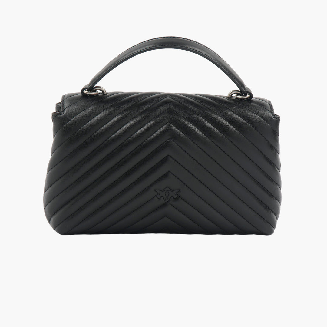 PINKO Black Quilted Handbag with Silver Hardware for Women