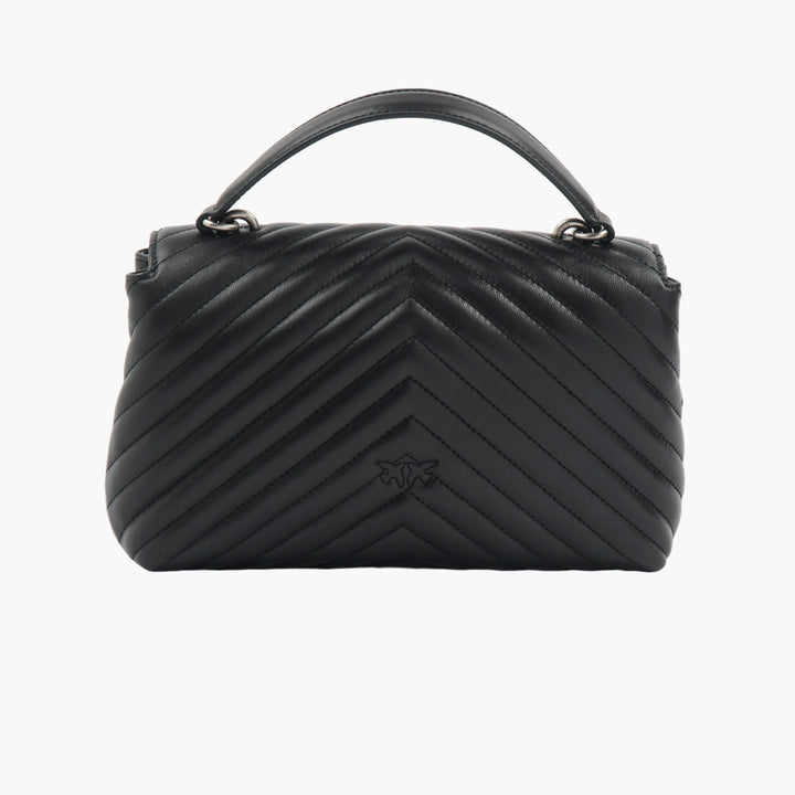 PINKO Black Quilted Handbag with Silver Hardware for Women