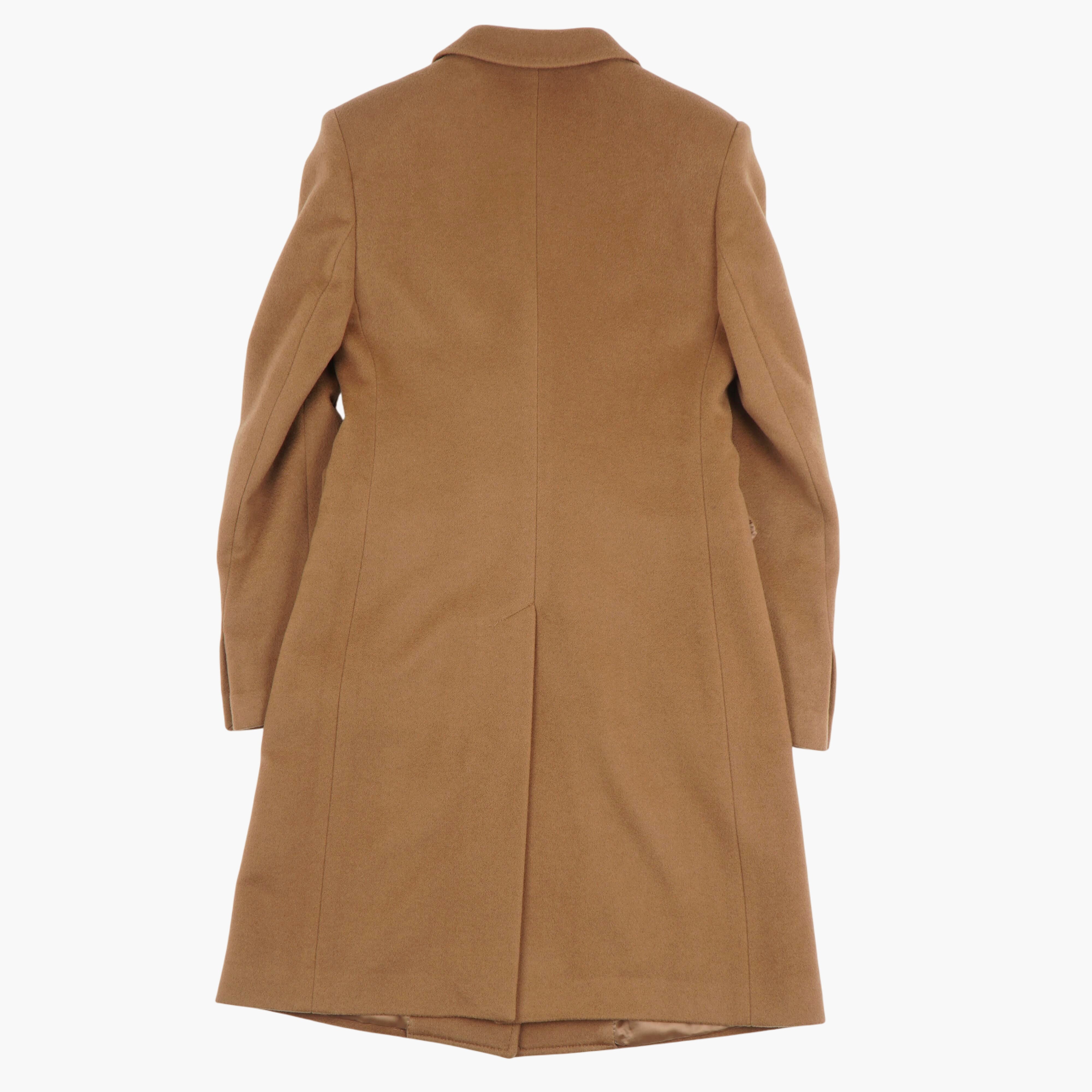 TAGLIATORE Double-Breasted Brown-Gold Coat with Gold-Toned