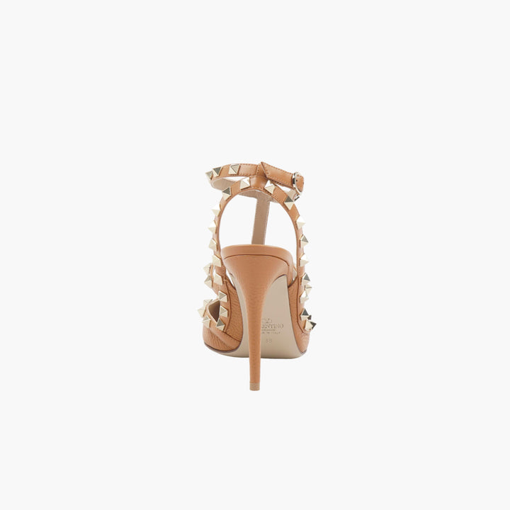 Valentino Beige Rockstud Ankle Strap Heels