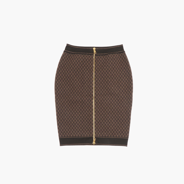 BALMAIN Elegant Brown Skirt with Intricate Pattern