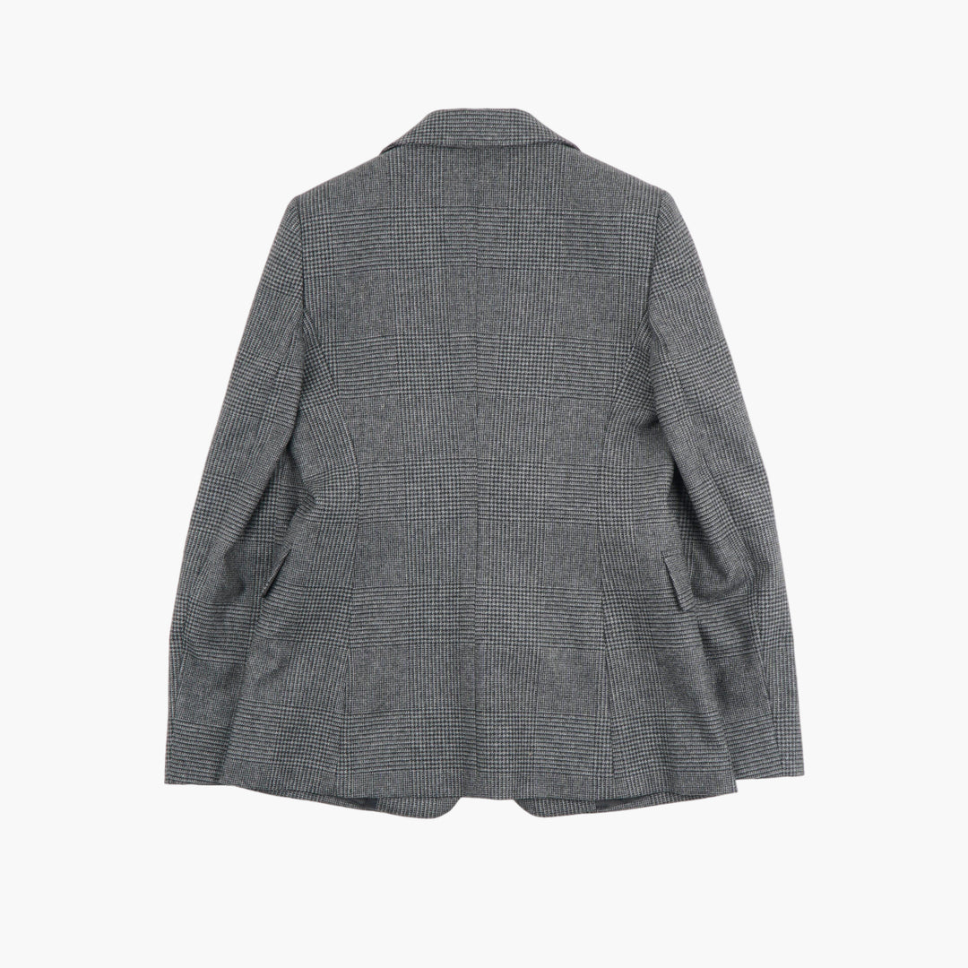 Max Mara Classic Grey Plaid Tailored Blazer