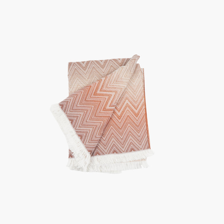 Missoni Zigzag Pattern Brown-Multi Throw with Fringe Detailing