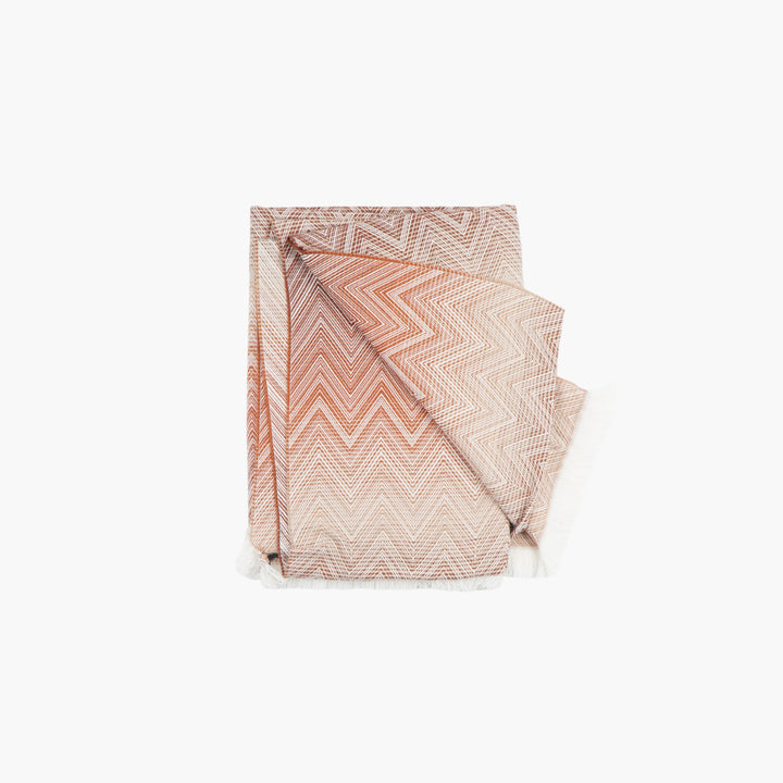 Missoni Zigzag Pattern Brown-Multi Throw with Fringe Detailing