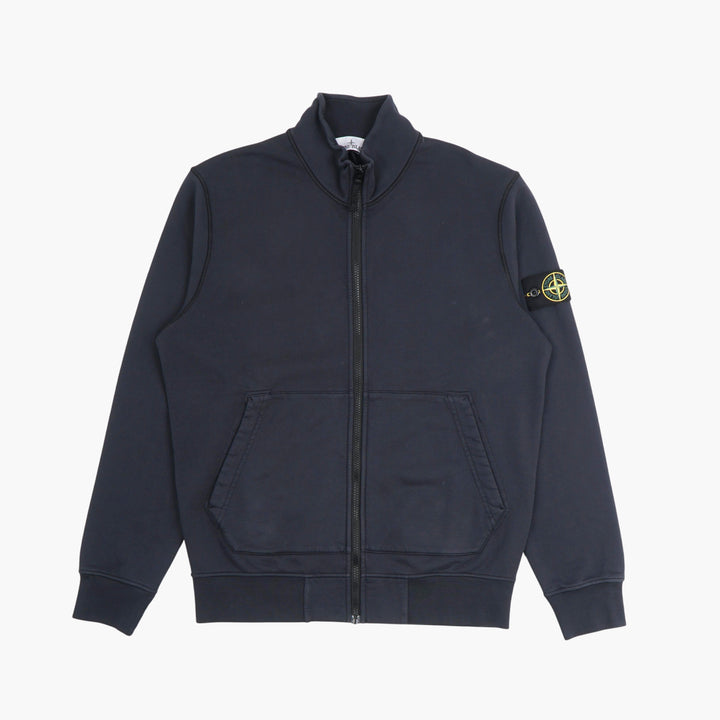 Stone Island Men's Zip-Up Sweatshirt with Compass Patch - Blu