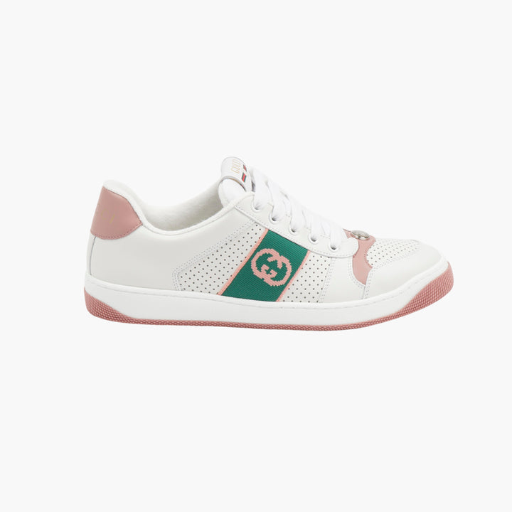 GUCCI White-Pink Screener Sneakers W