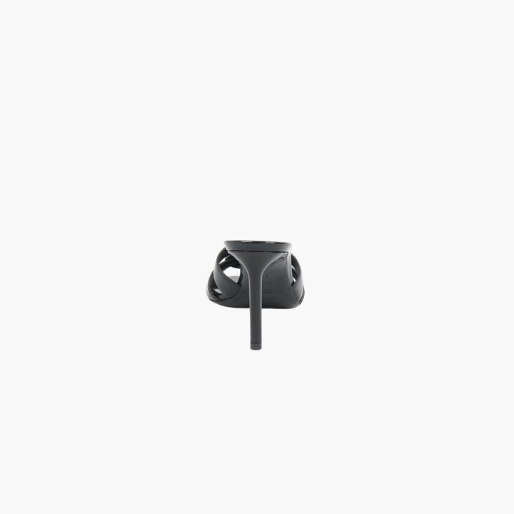 SAINT LAURENT Black Leather Sandal with High Stiletto Heel
