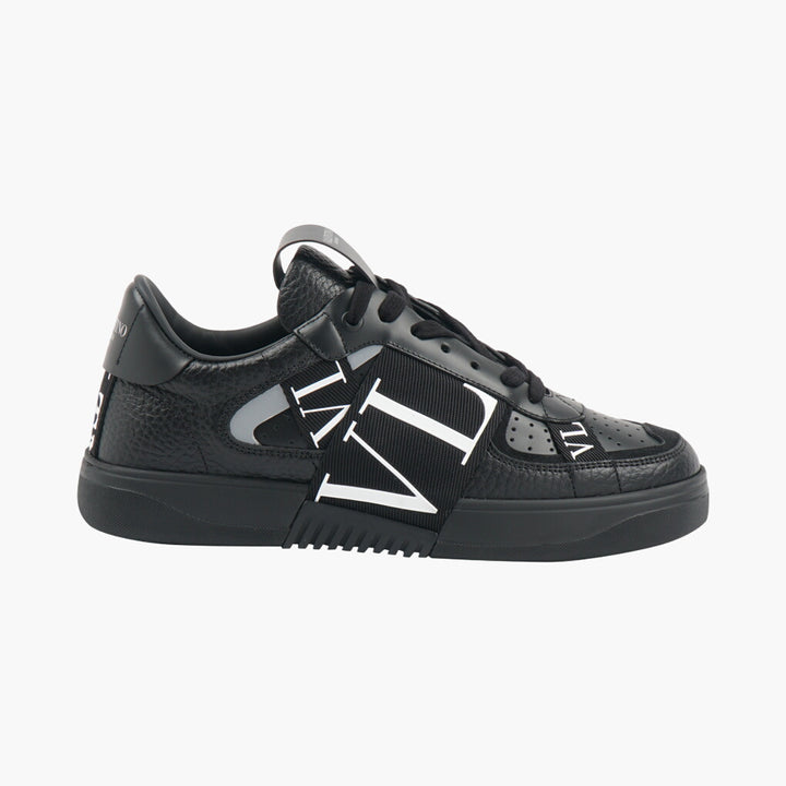 VALENTINO Black Leather Sneakers with VLTN Logo