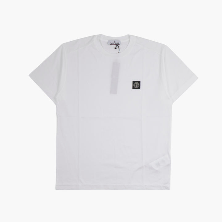 STONE ISLAND T-shirt bianca da uomo con dettaglio distintivo iconico