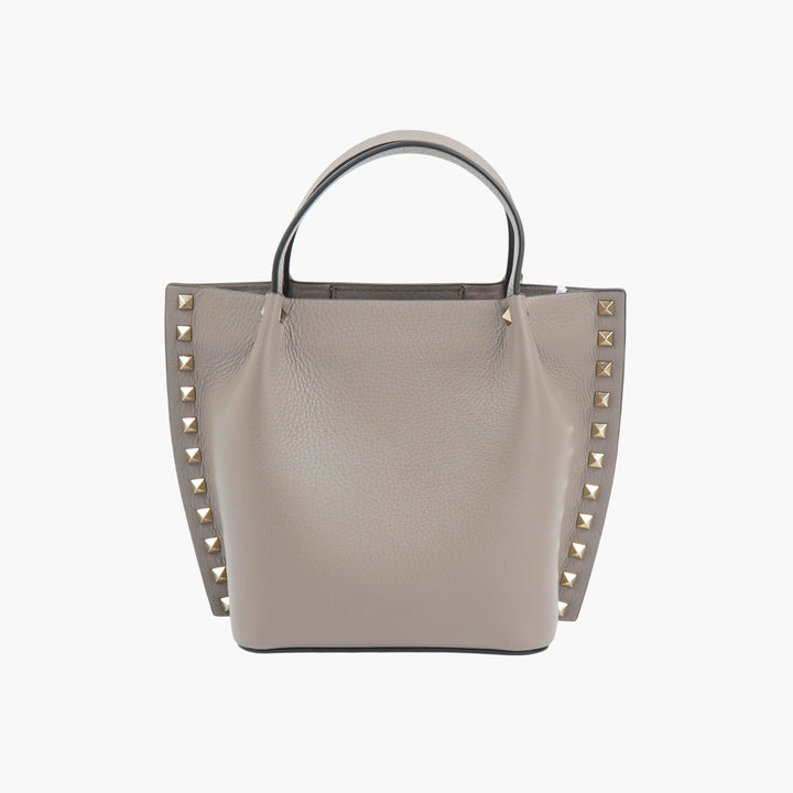 Borsa tote Valentino Rockstud in pelle color talpa