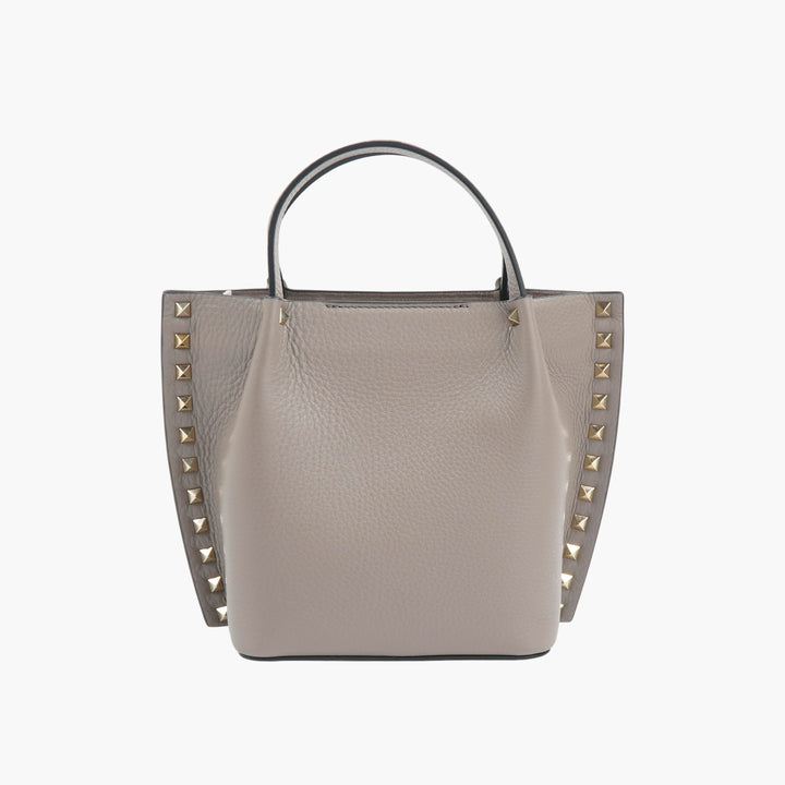 Borsa tote Valentino Rockstud in pelle color talpa