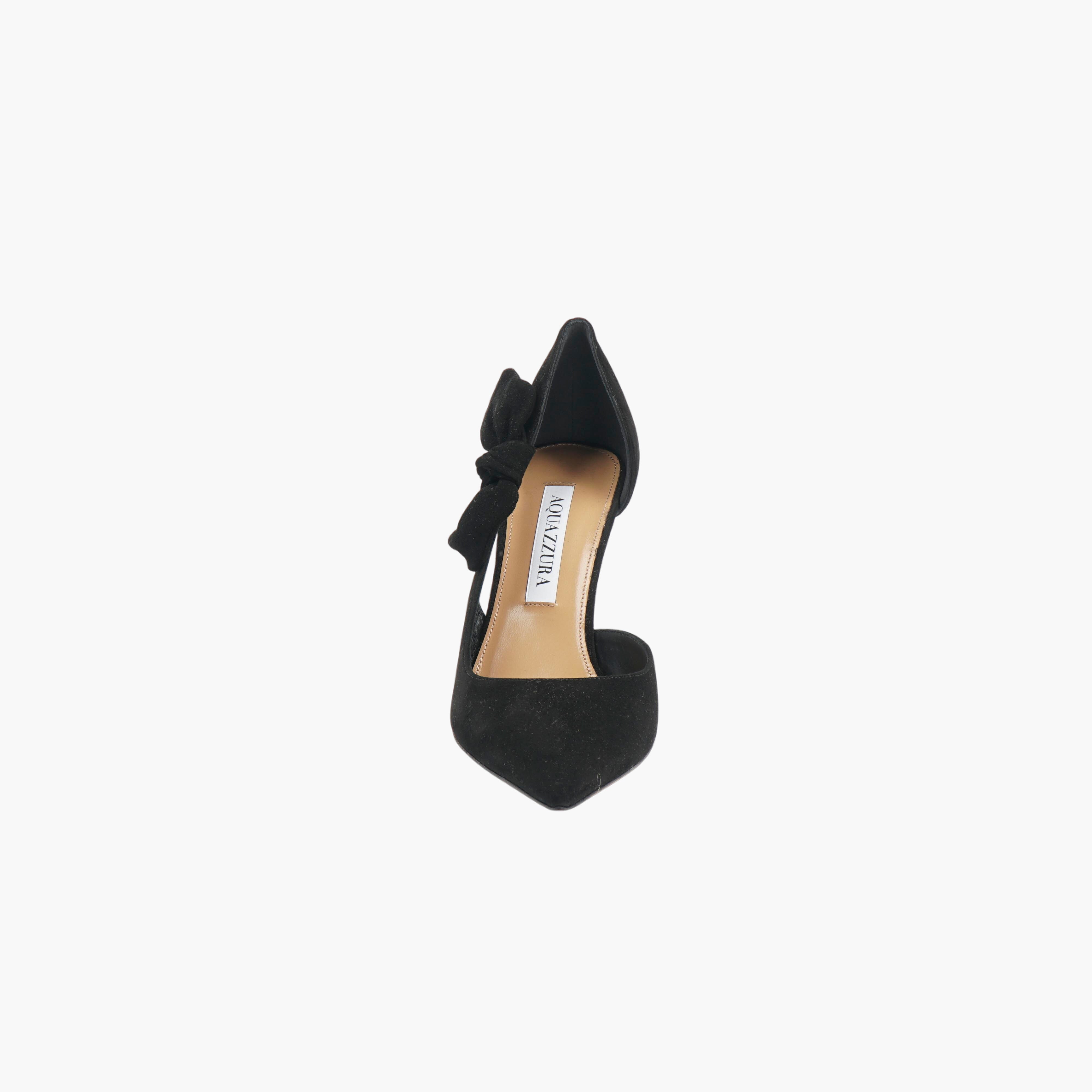 Aquazzura Black Suede Bow Pumps – Maxim Paris