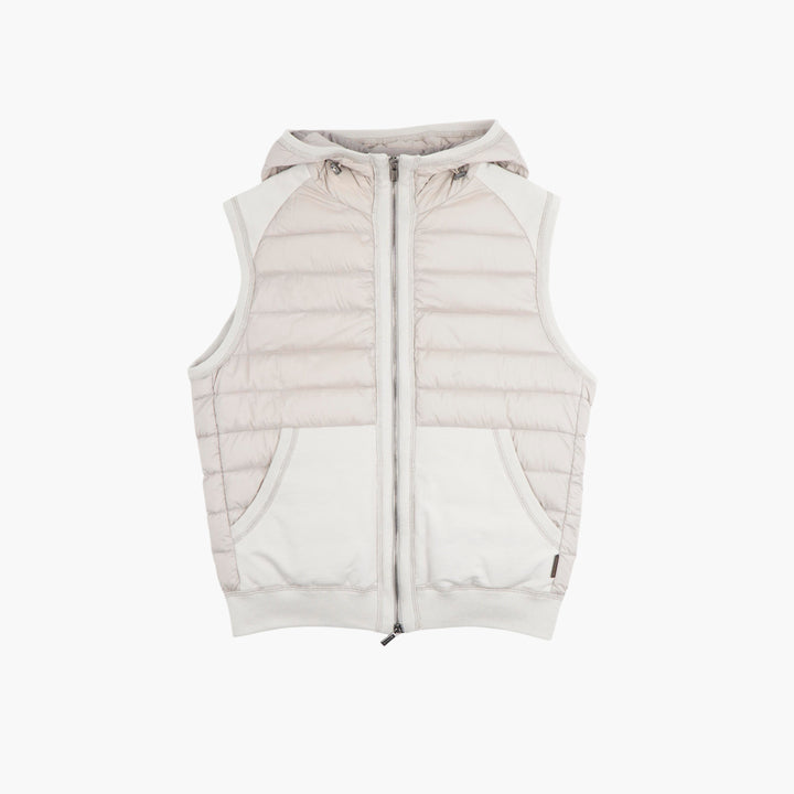 Gilet imbottito beige Moorer con cappuccio