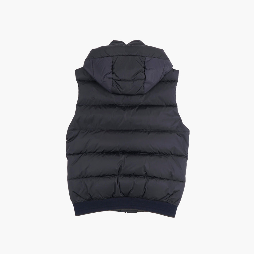 Gilet trapuntato blu Moorer con cappuccio