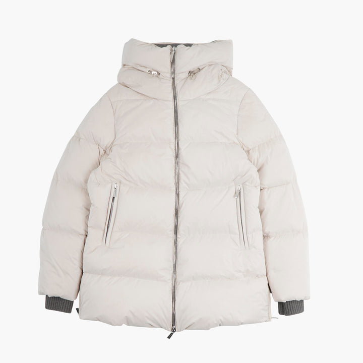 Giacca con cerniera e cappuccio Moorer Beige