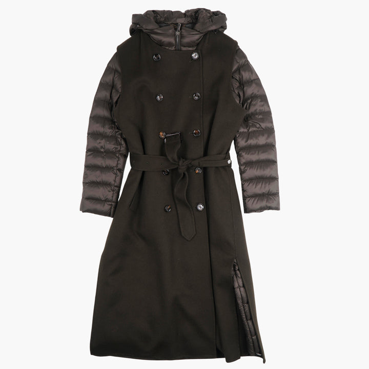 Moorer Verde Double-Breasted Coat with Belt