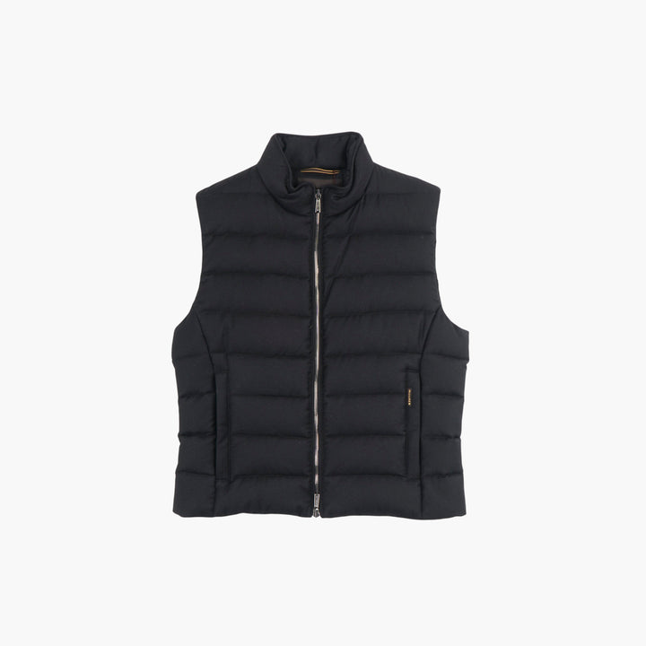 Gilet trapuntato in lana nera Moorer