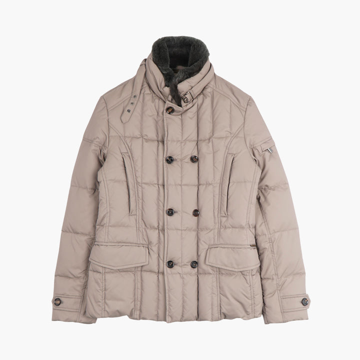 Giacca doppiopetto trapuntata beige Moorer