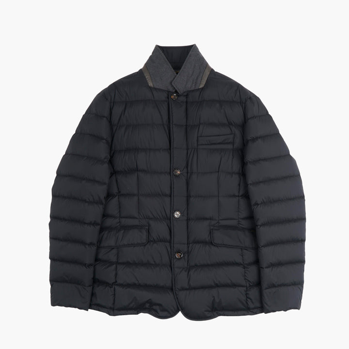 Giacca trapuntata blu Moorer con colletto