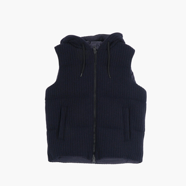 Herno Gilet Trapuntato con Cappuccio - Blu