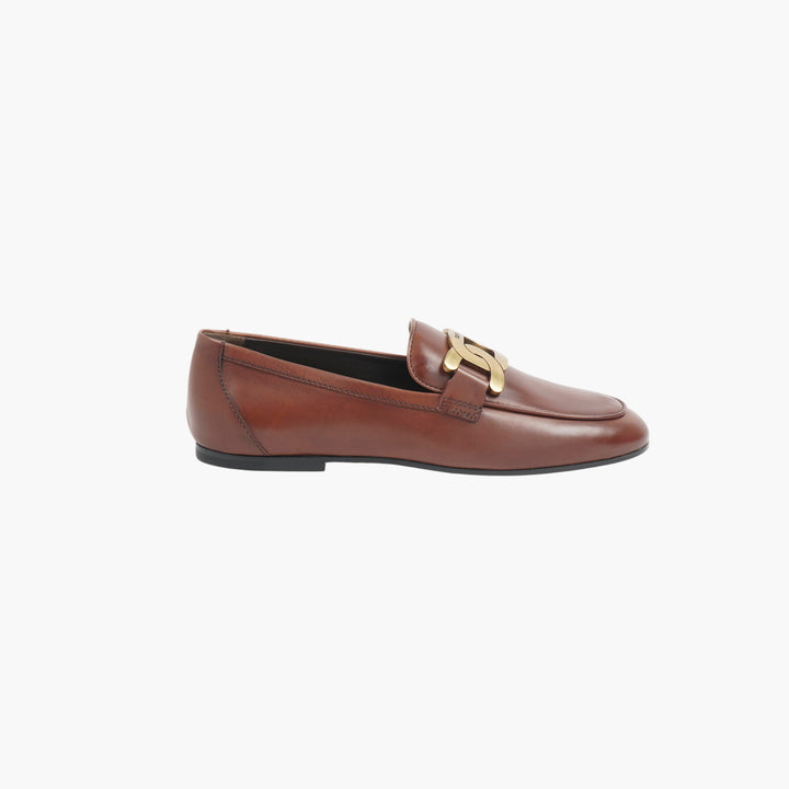 TOD'S Brown-Gold Leather Loafers