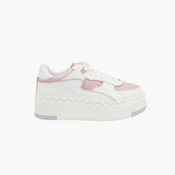 Sneakers Valentino in pelle bianco-rosa