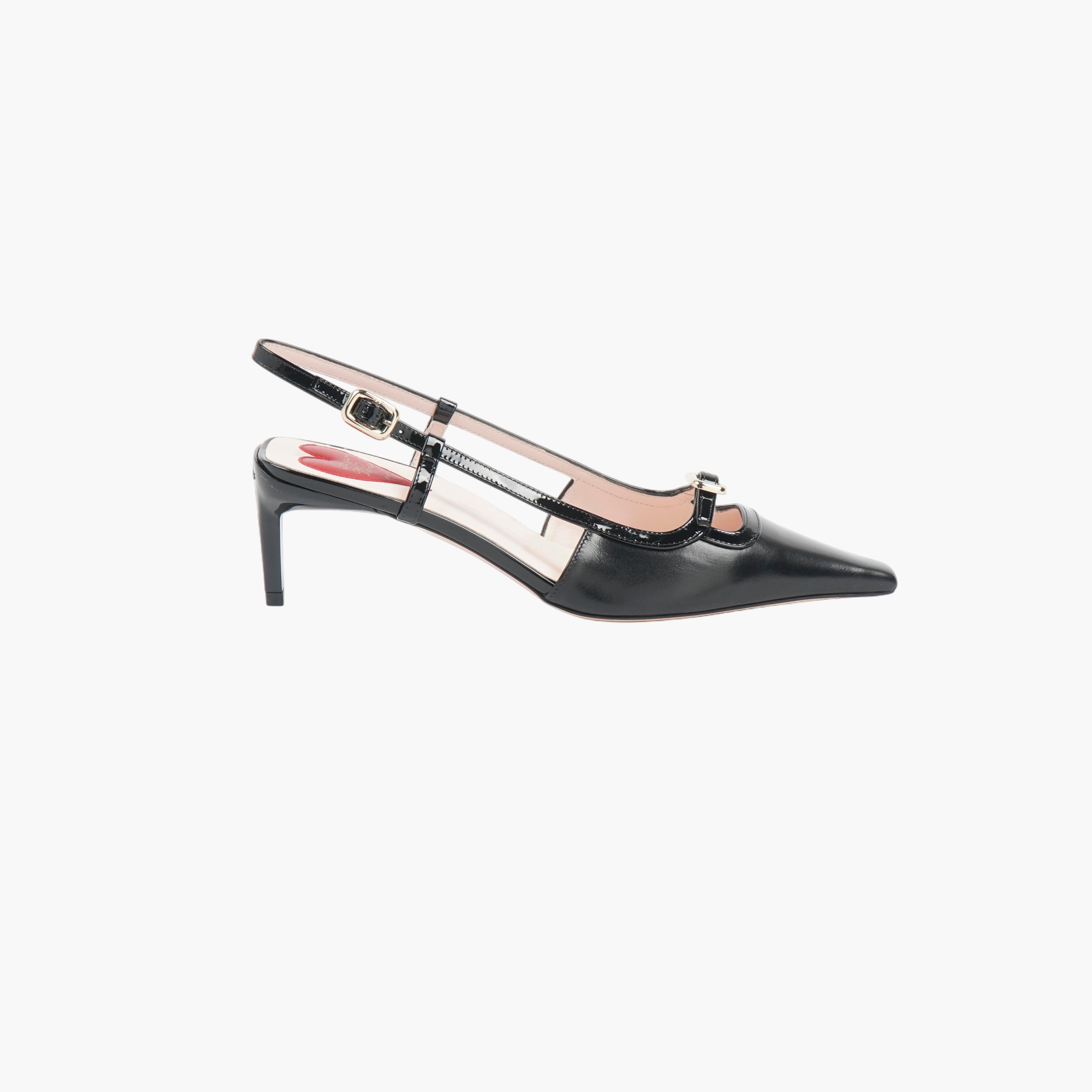 【Roger Vivier】'Viv' Canard パンプス Viv' Canard Slingback Pumps in patent leather TWO-TONE Woman