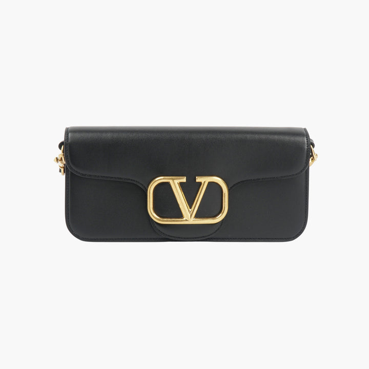 Pochette Valentino in pelle nera e oro