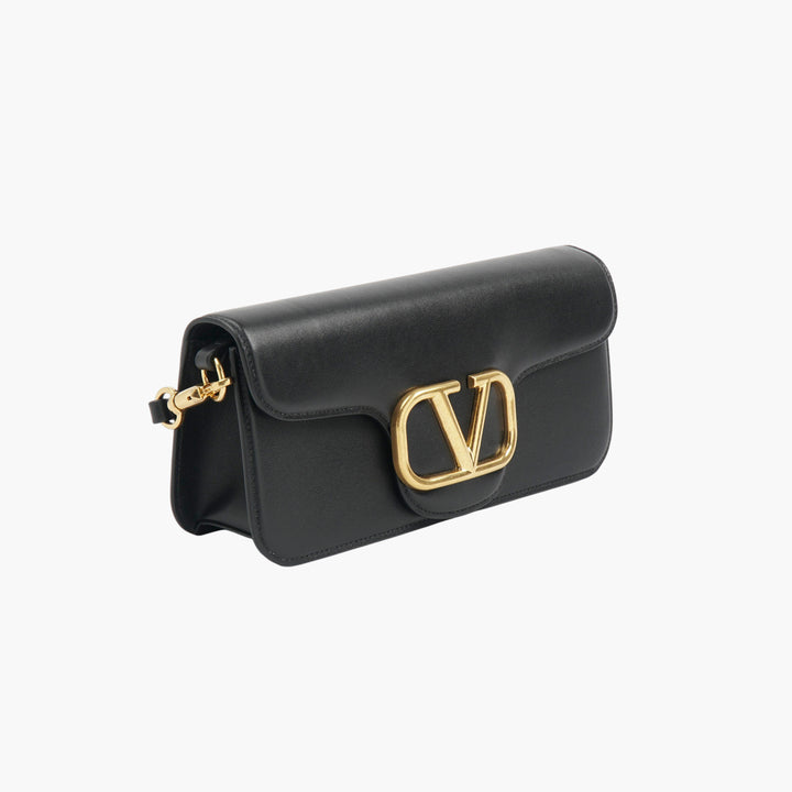 Pochette Valentino in pelle nera e oro