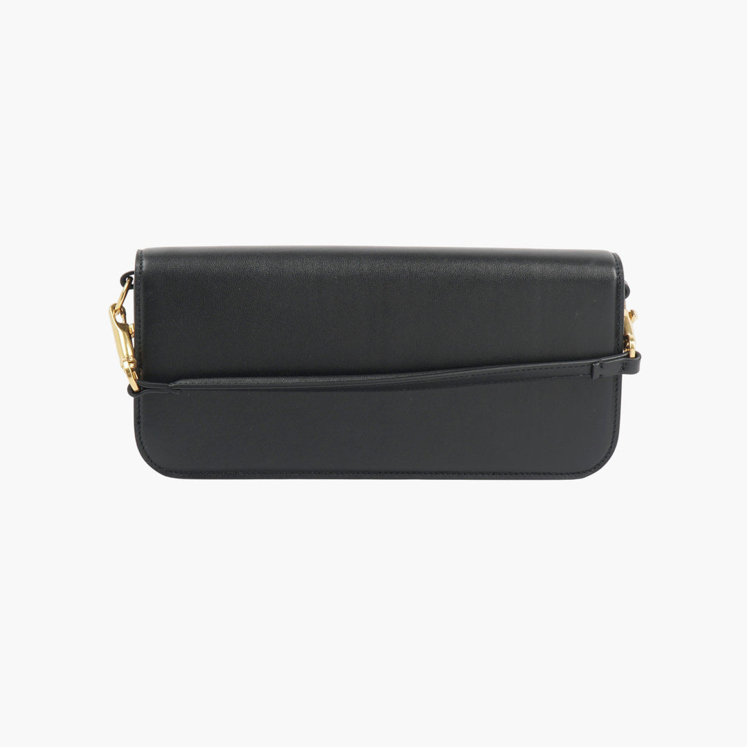 Pochette Valentino in pelle nera e oro