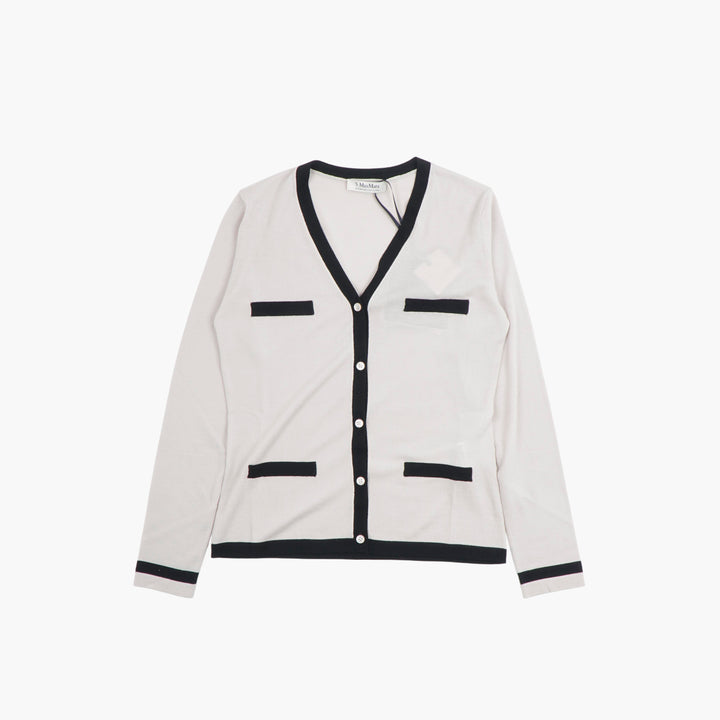Max Mara Cardigan Grigio Chiaro-Nero