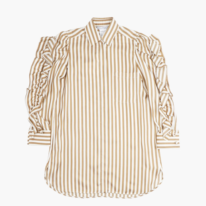 Max Mara Striped Ruffle Sleeve Blouse