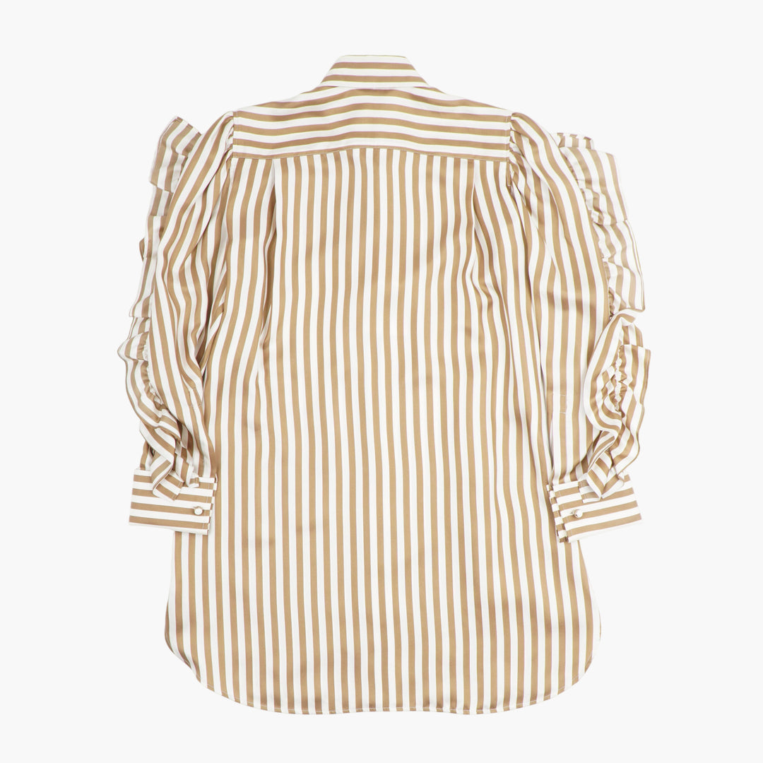 Max Mara Striped Ruffle Sleeve Blouse