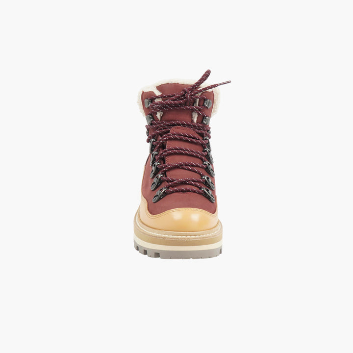 Moncler Leather Shearling Boots Bordeaux