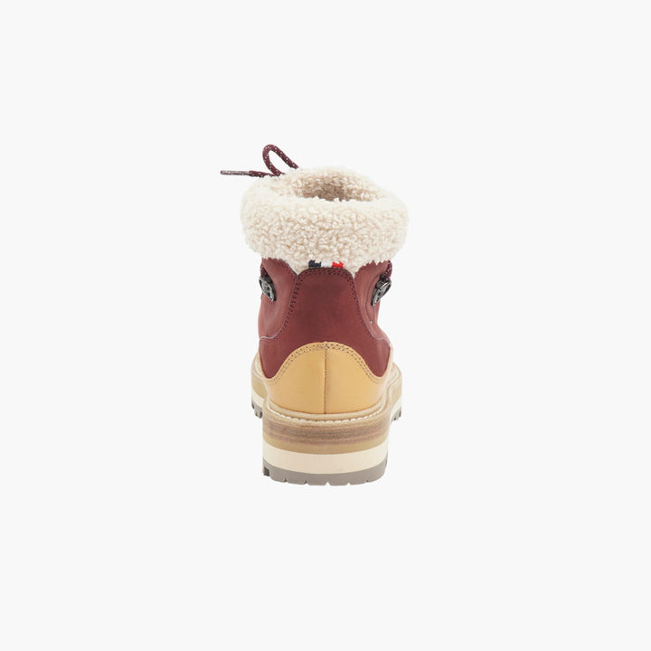 Moncler Leather Shearling Boots Bordeaux