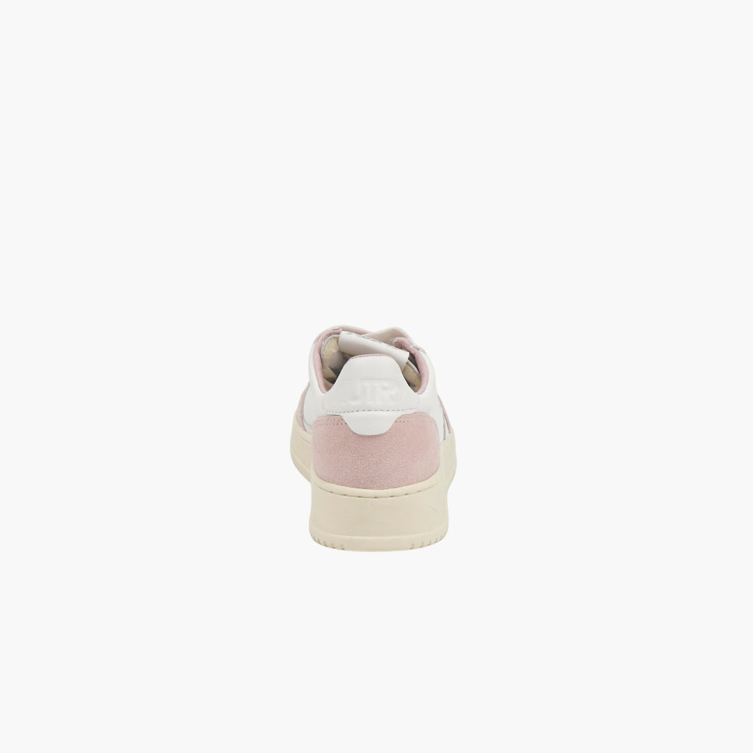 AUTRY White-Pink Leather Suede Sneakers
