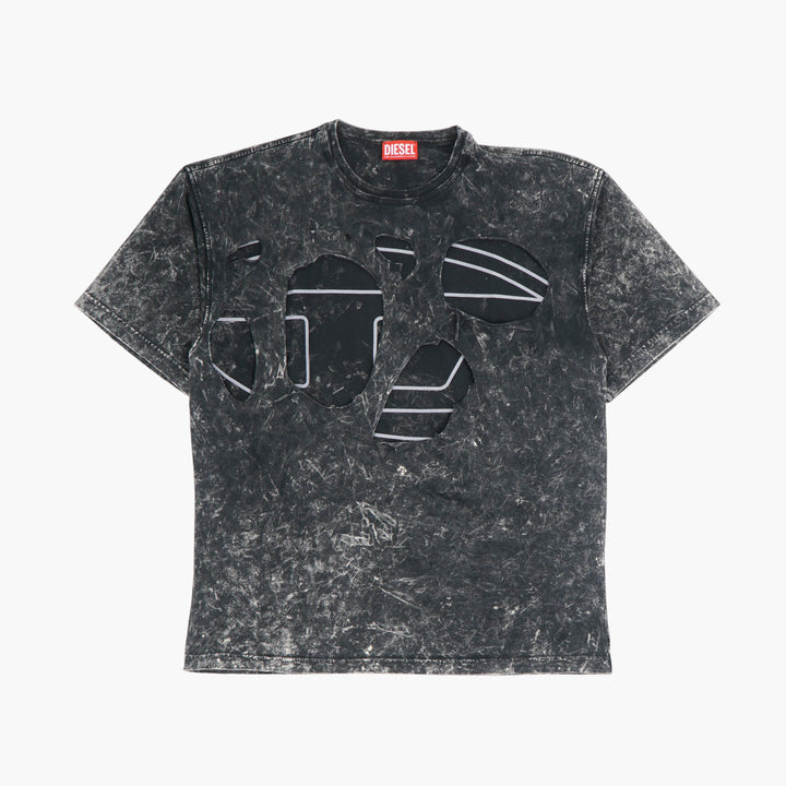DIESEL Acid Wash T-shirt with Cut-Outs