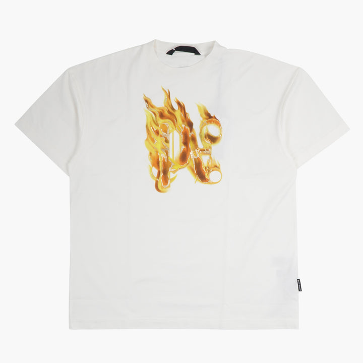 Palm Angels White-Yellow Graphic T-Shirt