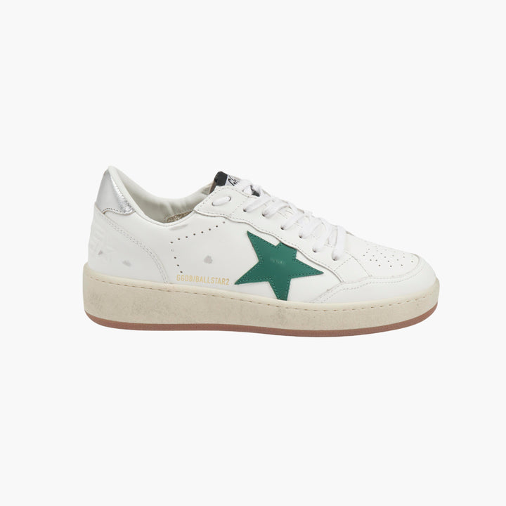 Golden Goose Ball-Star2 White Green Silver Sneakers (M)
