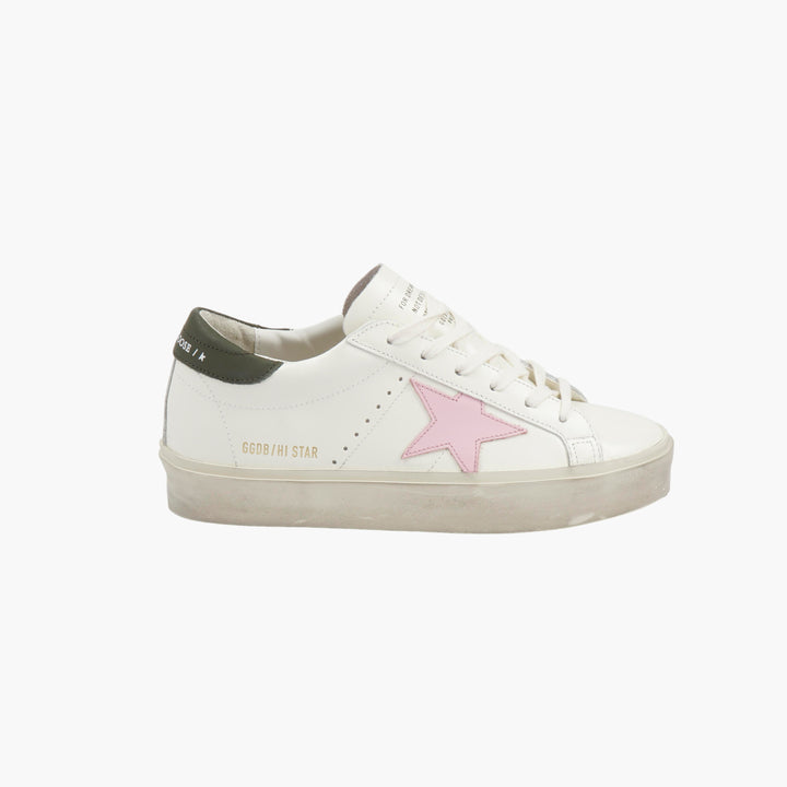 Golden Goose Hi-Star White-Pink-Olive Sneakers (W)