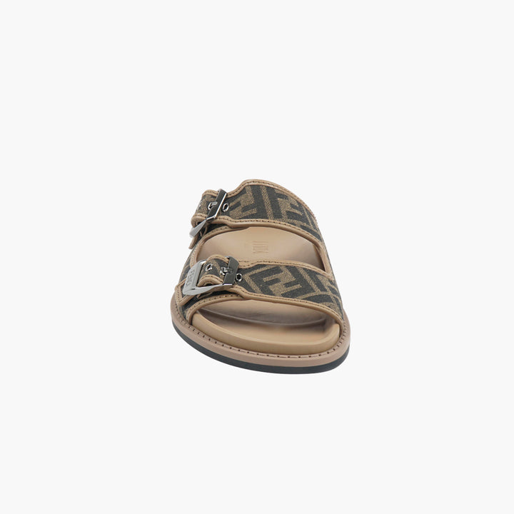 FENDI Brown-Black Slides with Buckles