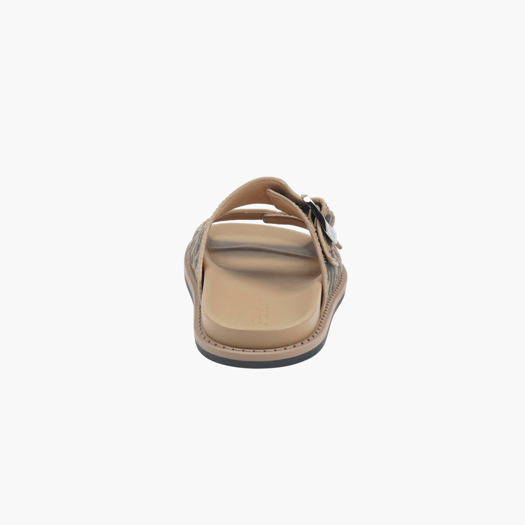 FENDI Brown-Black Slides with Buckles
