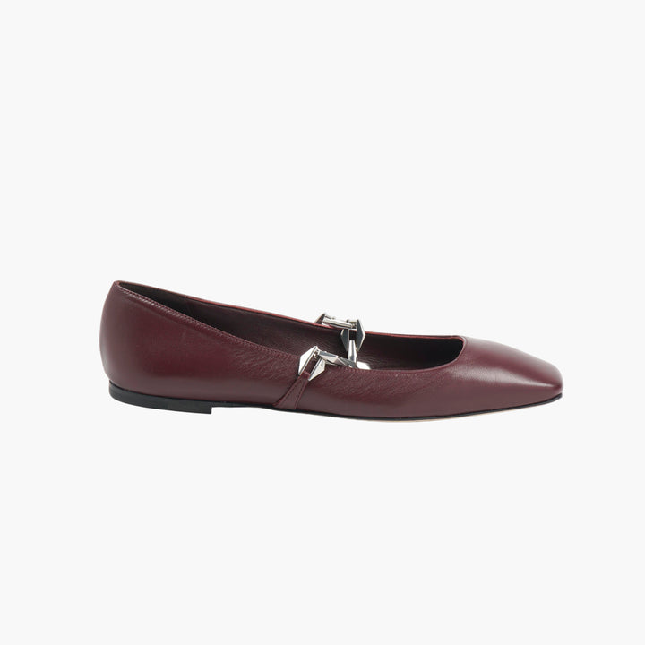 Jimmy Choo Bordeaux Flat Shoes Napa
