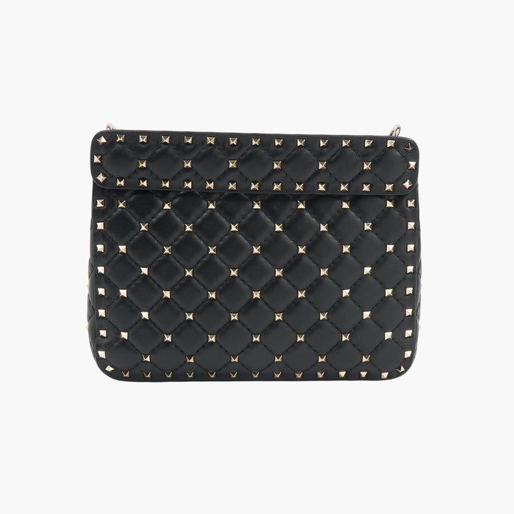 VALENTINO Black Medium Spike Nappa Bag