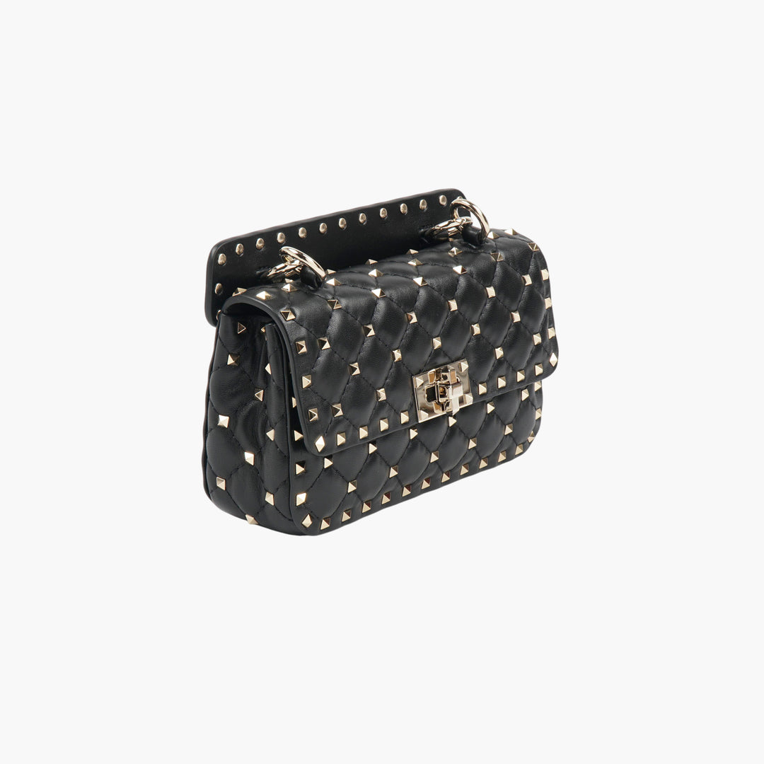 VALENTINO Small Black ROCKSTUD SPIKE IN NAPPA