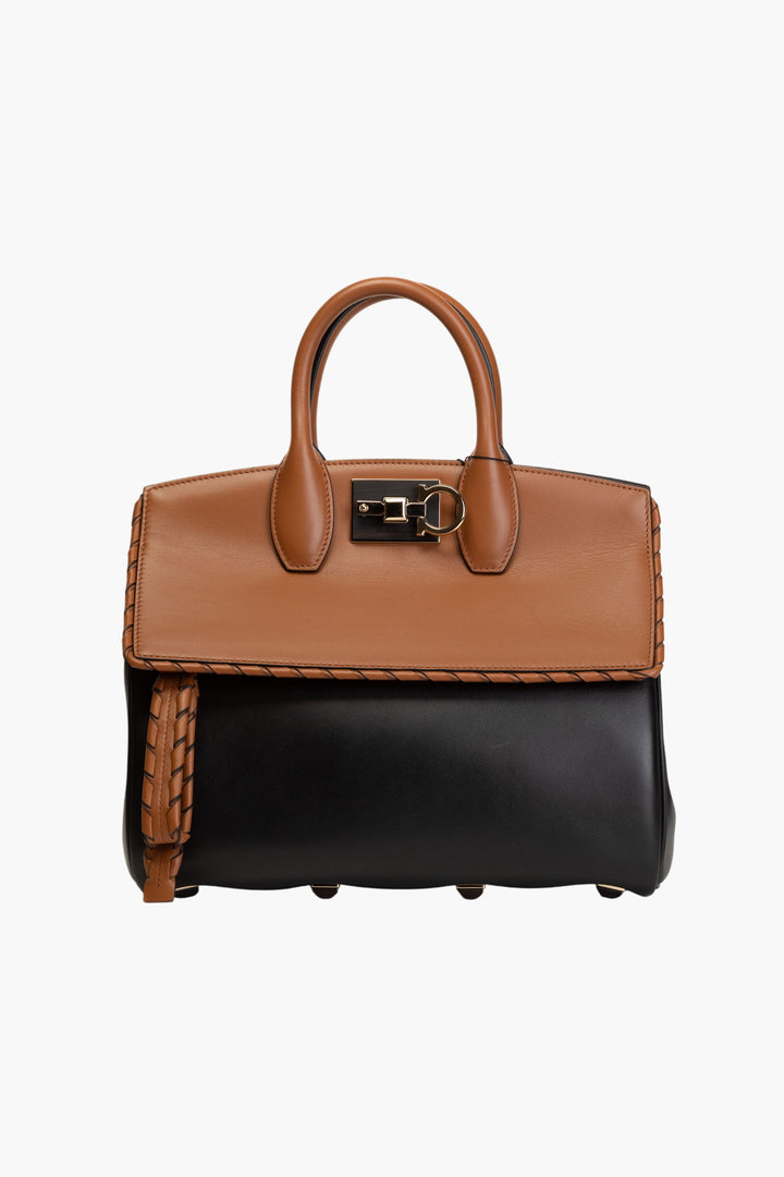 Salvatore Ferragamo Borsa Elegante in Pelle Bicolore - Nero-Marrone