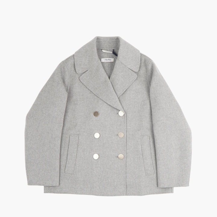 Max Mara Grey Wool Double-Breasted Coat