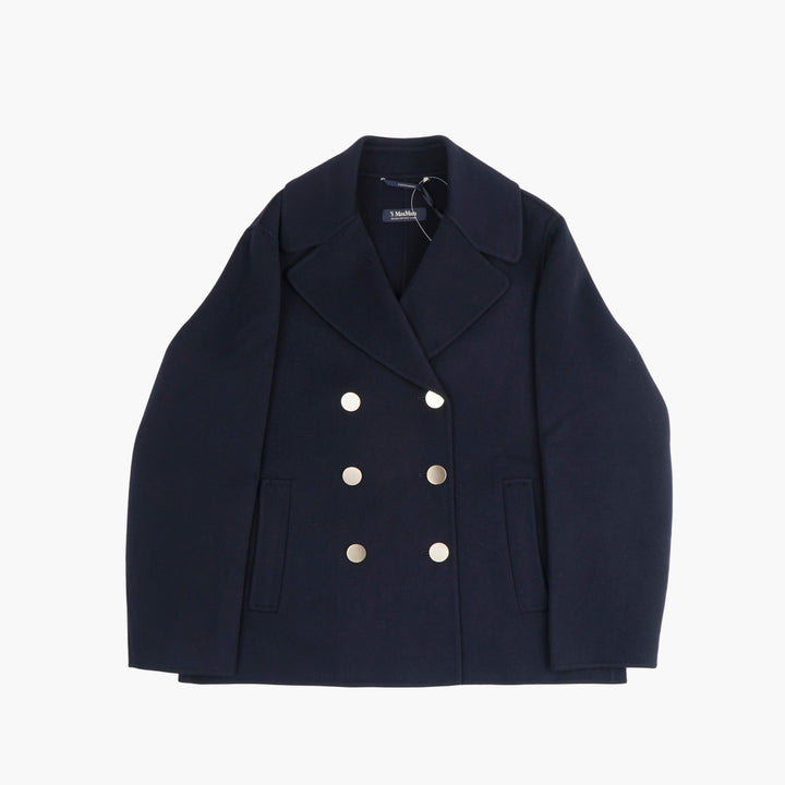 Max Mara Double-Breasted Silver Button Peacoat
